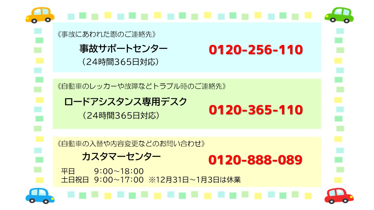損保ジャパン各連絡先